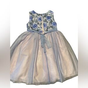 Rare Editions Blue and Silver Floral Dress